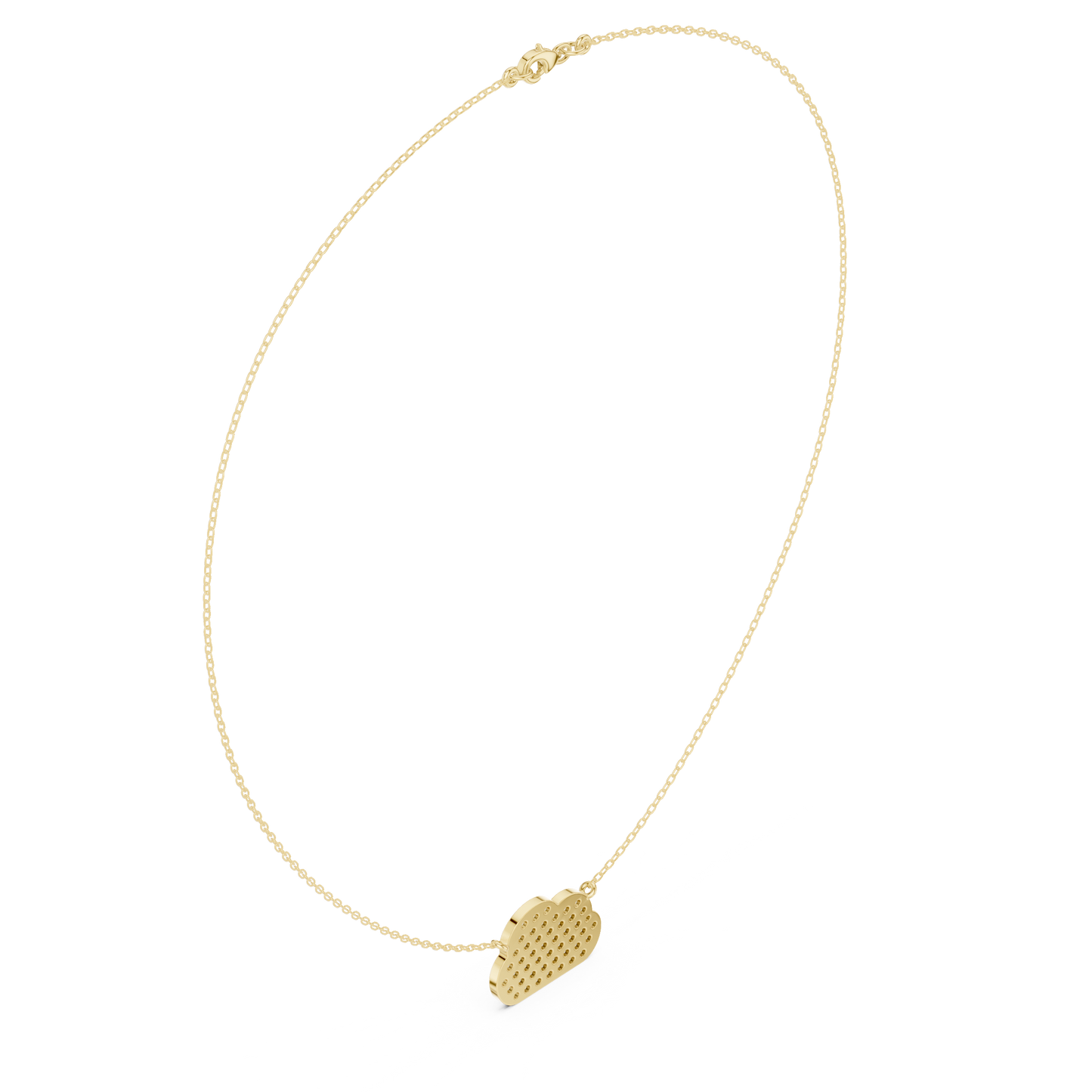1.64ctw Solid Gold Pave Diamond Cloud Pendant Celestial Charm Necklace