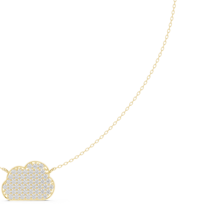 1.64ctw Solid Gold Pave Diamond Cloud Pendant Celestial Charm Necklace