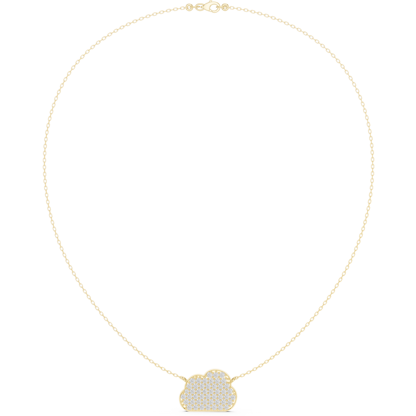 1.64ctw Solid Gold Pave Diamond Cloud Pendant Celestial Charm Necklace