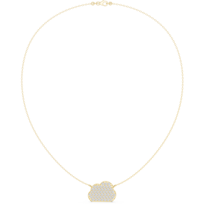 1.64ctw Solid Gold Pave Diamond Cloud Pendant Celestial Charm Necklace