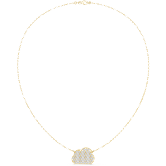 1.64ctw Solid Gold Pave Diamond Cloud Pendant Celestial Charm Necklace