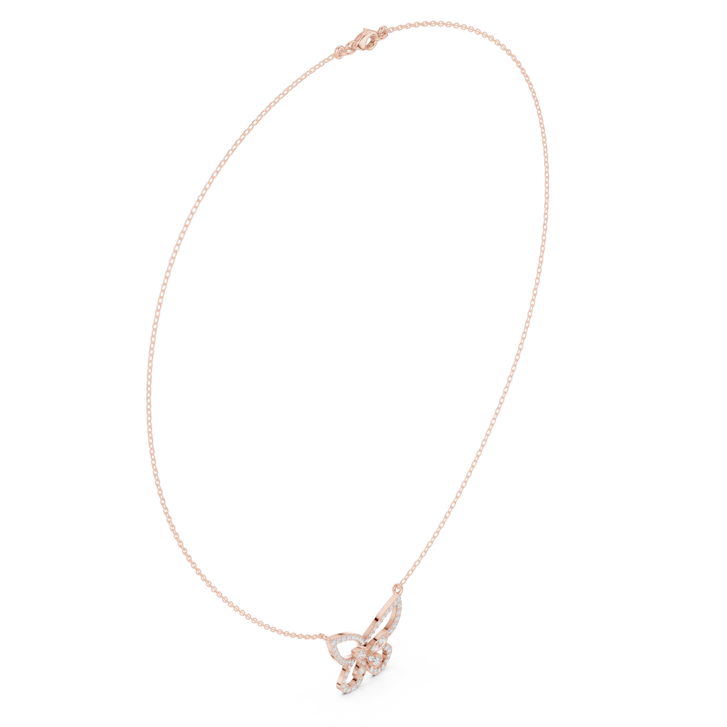 0.73ctw Solid Gold Pave Diamond Butterfly Pendant Layered Necklace