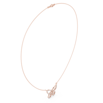 0.73ctw Solid Gold Pave Diamond Butterfly Pendant Layered Necklace