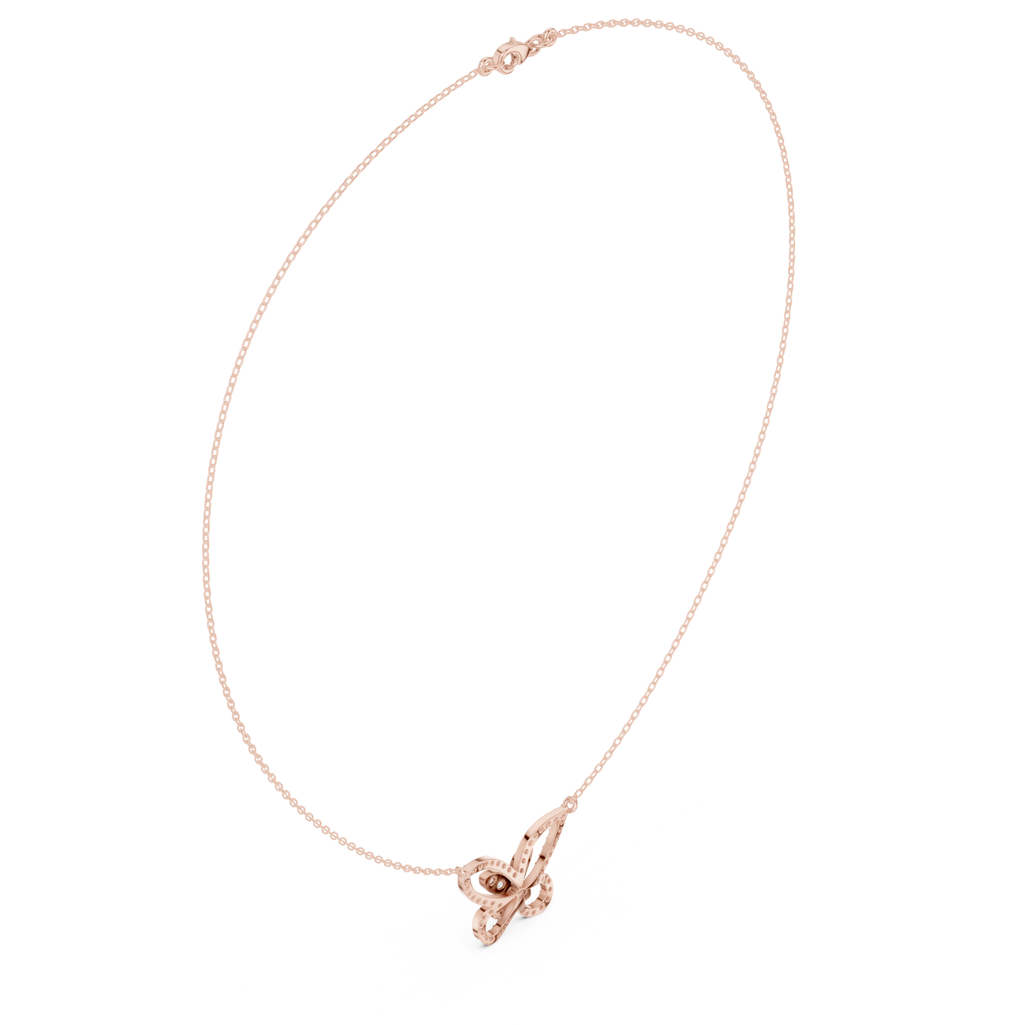 0.73ctw Solid Gold Pave Diamond Butterfly Pendant Layered Necklace