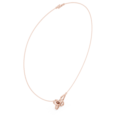 0.73ctw Solid Gold Pave Diamond Butterfly Pendant Layered Necklace
