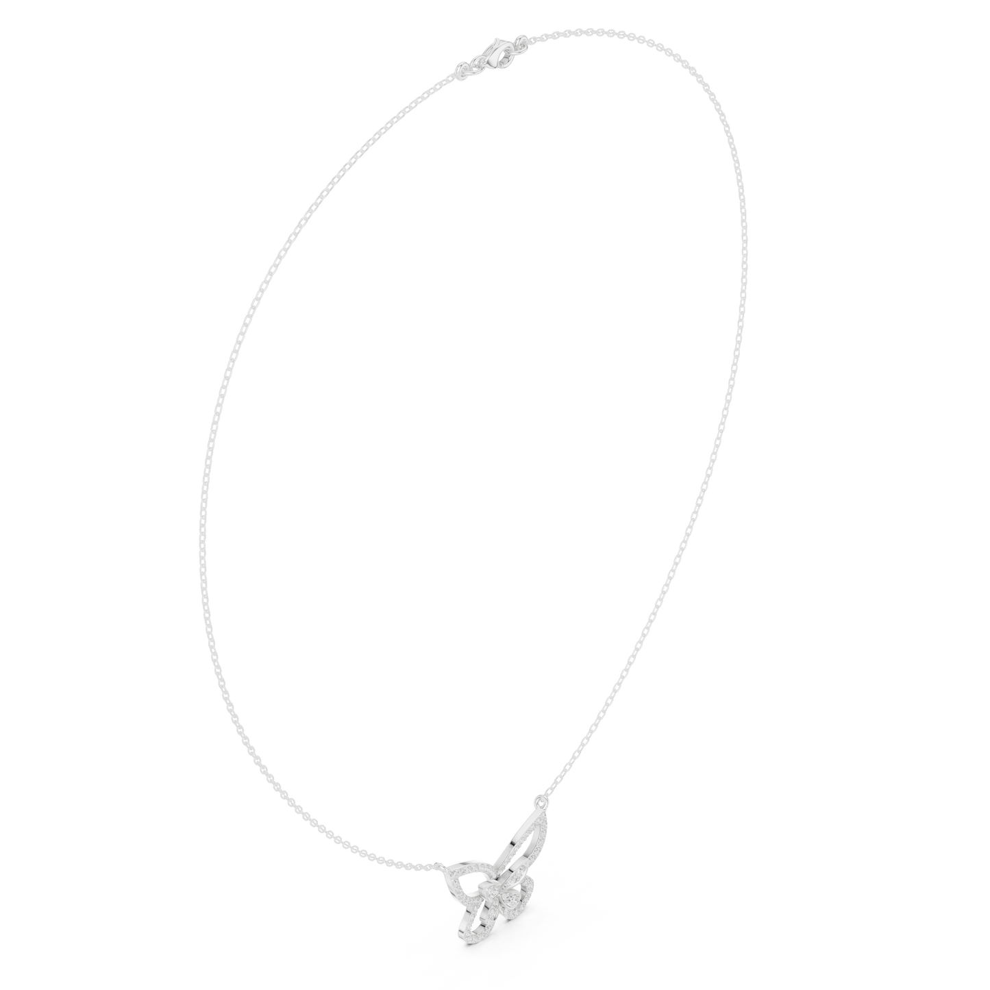 0.73ctw Solid Gold Pave Diamond Butterfly Pendant Layered Necklace