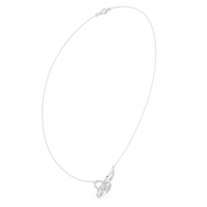 0.73ctw Solid Gold Pave Diamond Butterfly Pendant Layered Necklace