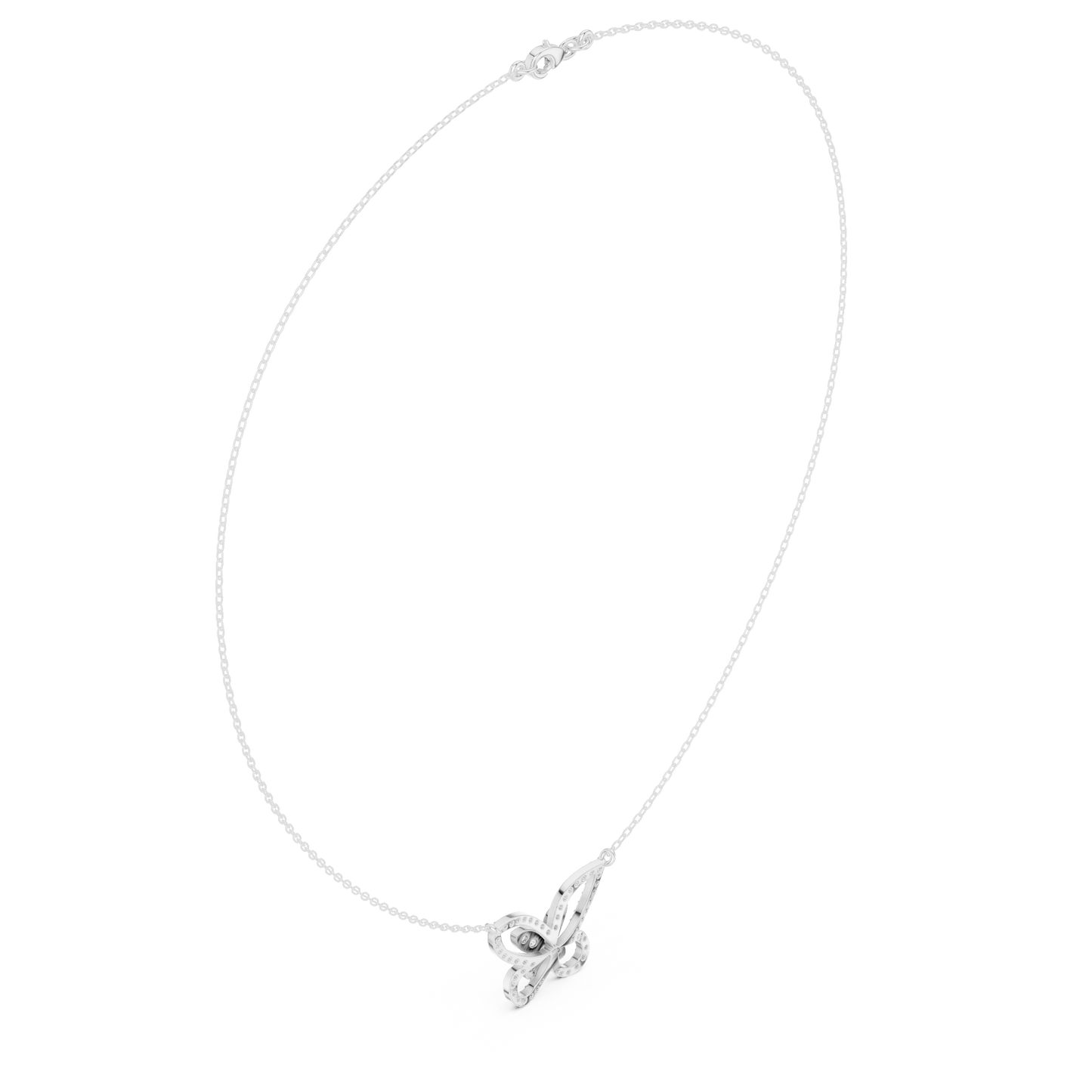 0.73ctw Solid Gold Pave Diamond Butterfly Pendant Layered Necklace