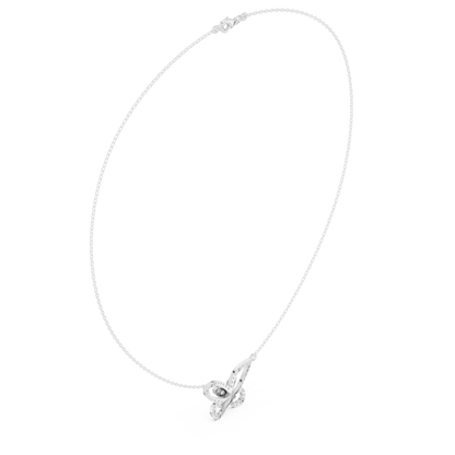 0.73ctw Solid Gold Pave Diamond Butterfly Pendant Layered Necklace
