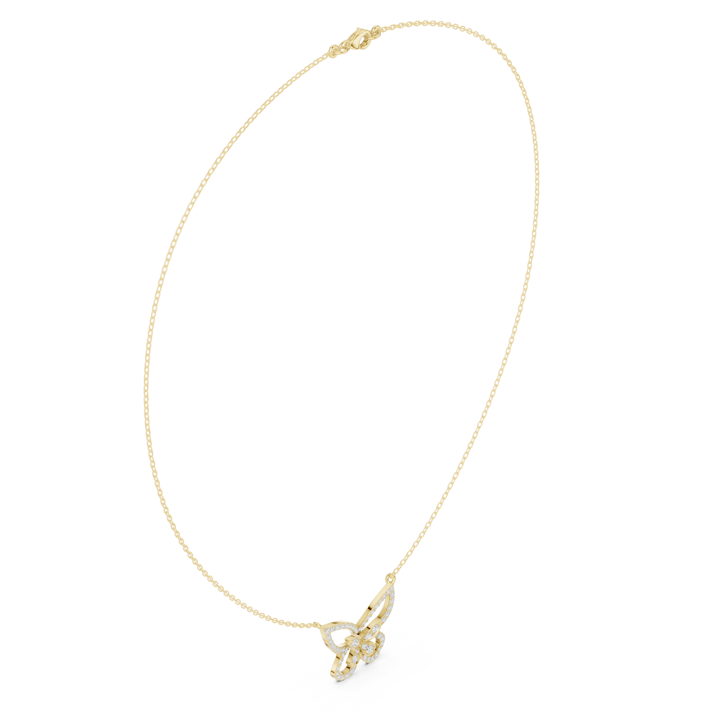 0.73ctw Solid Gold Pave Diamond Butterfly Pendant Layered Necklace