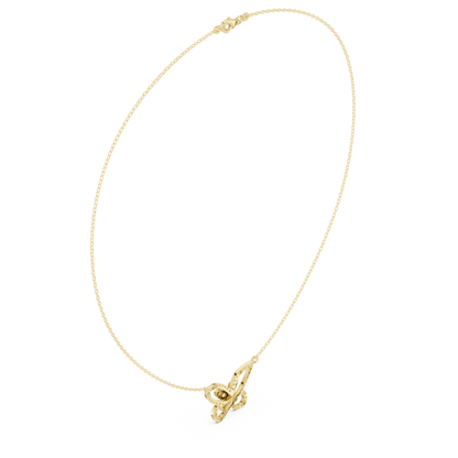 0.73ctw Solid Gold Pave Diamond Butterfly Pendant Layered Necklace
