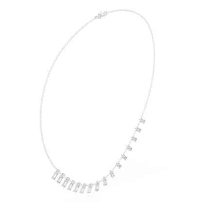 1.74ctw Solid Gold Baguette Diamond Fringe Necklace | Luxury Drop Dangle Choker
