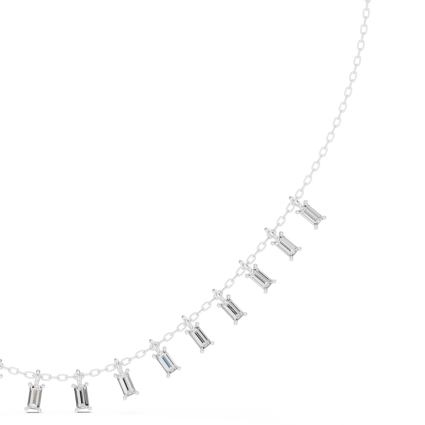 1.74ctw Solid Gold Baguette Diamond Fringe Necklace | Luxury Drop Dangle Choker
