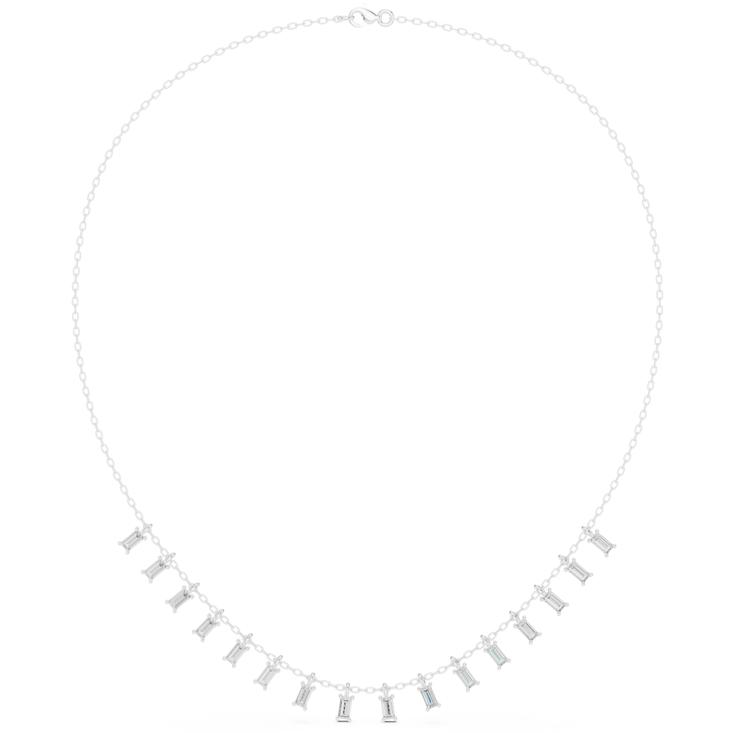 1.74ctw Solid Gold Baguette Diamond Fringe Necklace | Luxury Drop Dangle Choker
