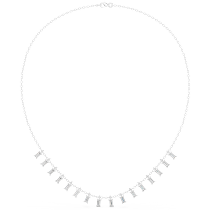 1.74ctw Solid Gold Baguette Diamond Fringe Necklace | Luxury Drop Dangle Choker