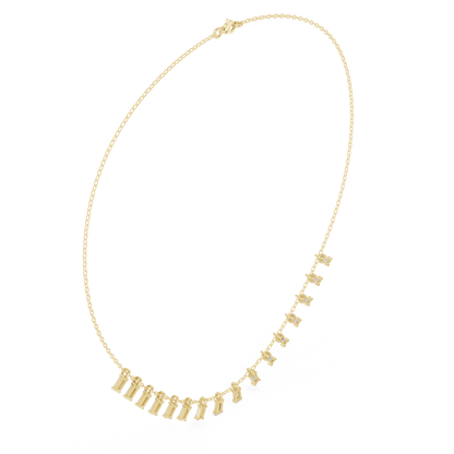 1.74ctw Solid Gold Baguette Diamond Fringe Necklace | Luxury Drop Dangle Choker