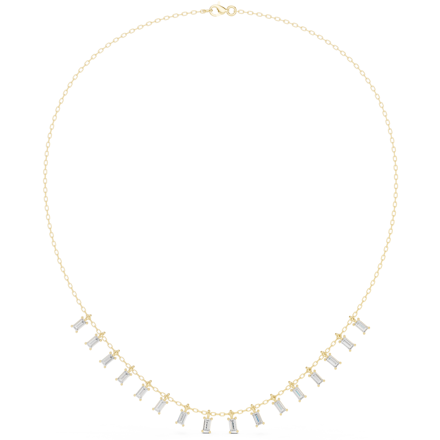 1.74ctw Solid Gold Baguette Diamond Fringe Necklace | Luxury Drop Dangle Choker
