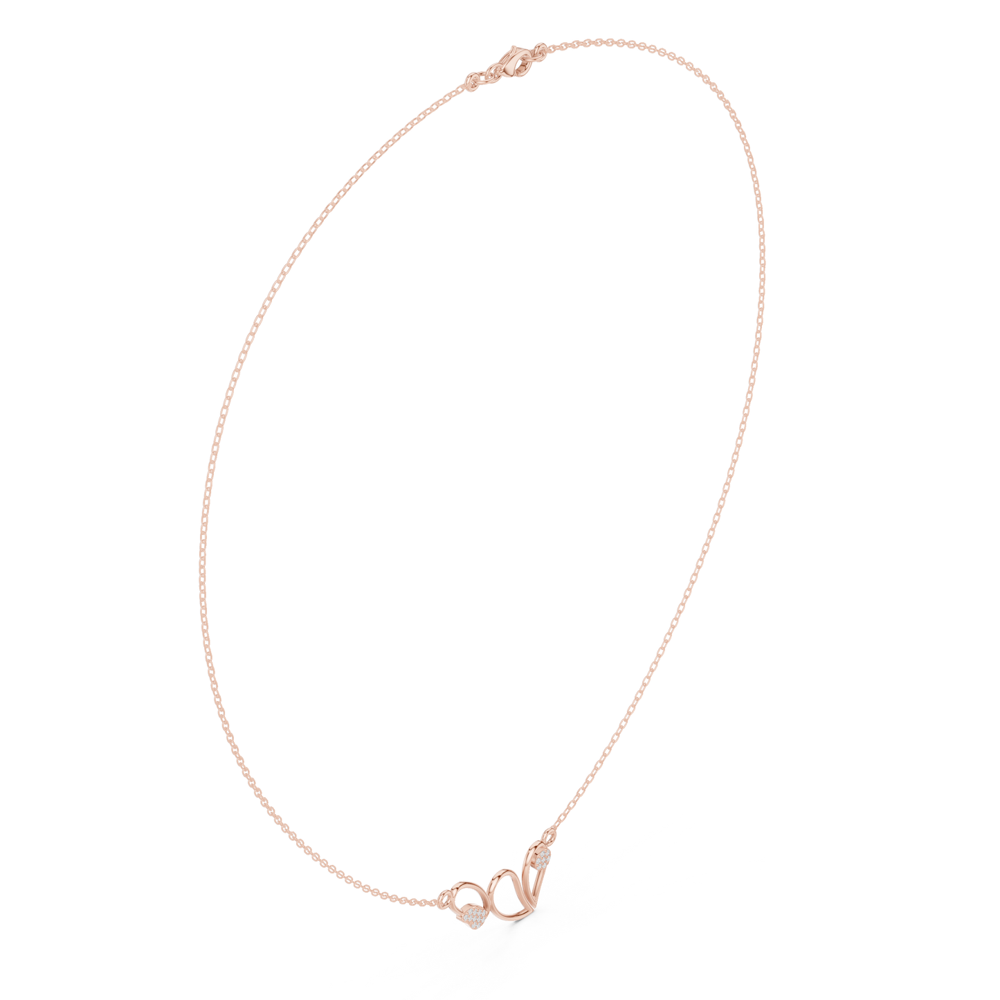 0.09ctw Solid Gold Abstract Cursive Loop Pendant Diamond Accent Necklace