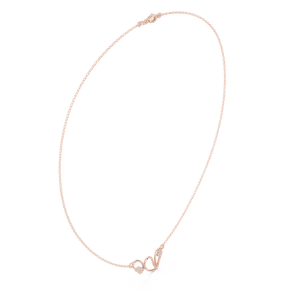 0.09ctw Solid Gold Abstract Cursive Loop Pendant Diamond Accent Necklace