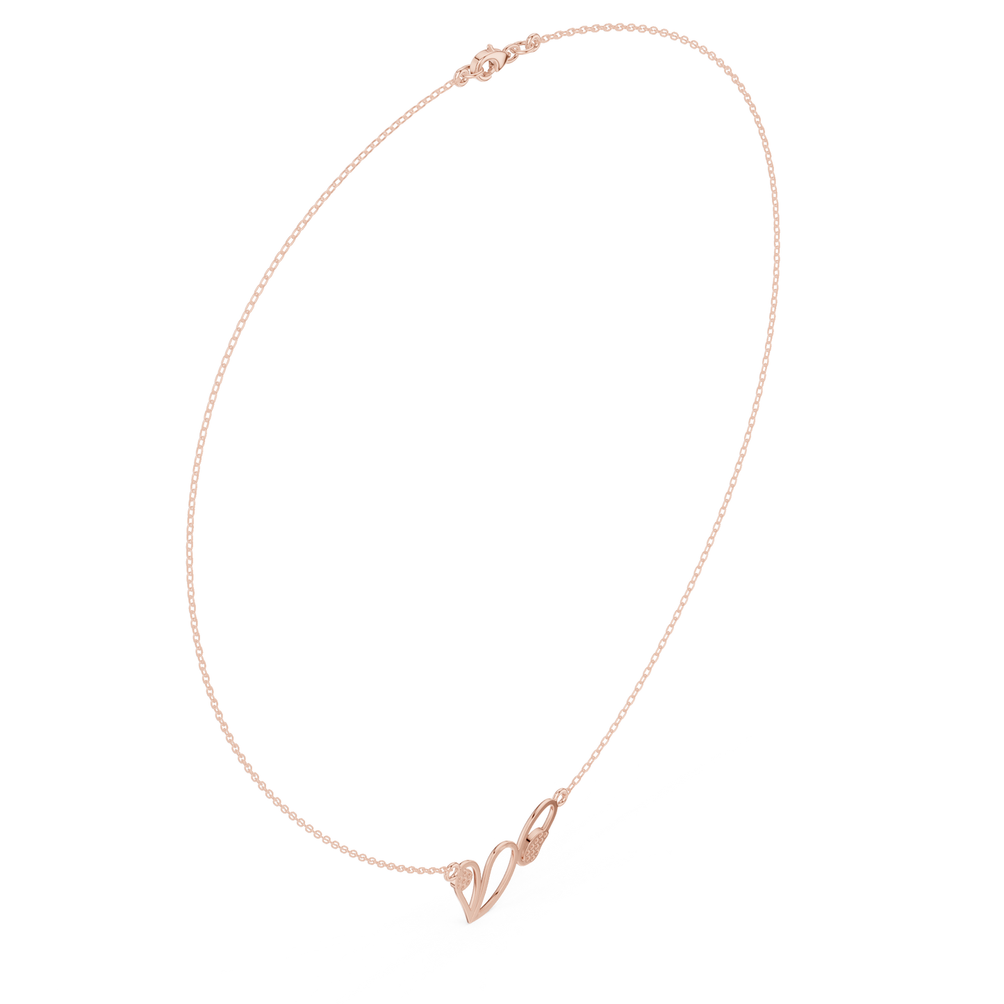 0.09ctw Solid Gold Abstract Cursive Loop Pendant Diamond Accent Necklace