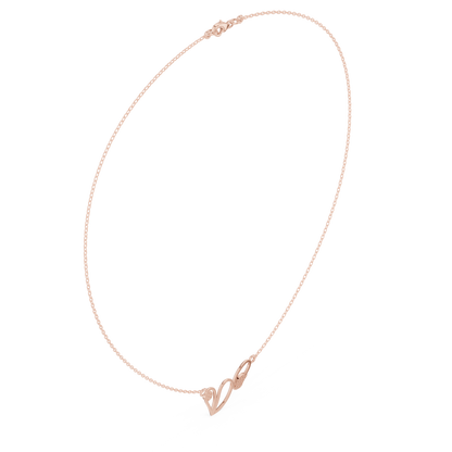 0.09ctw Solid Gold Abstract Cursive Loop Pendant Diamond Accent Necklace