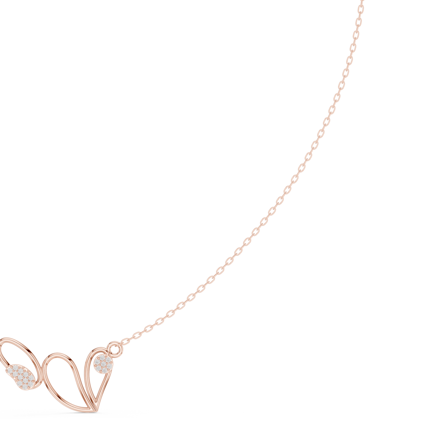 0.09ctw Solid Gold Abstract Cursive Loop Pendant Diamond Accent Necklace