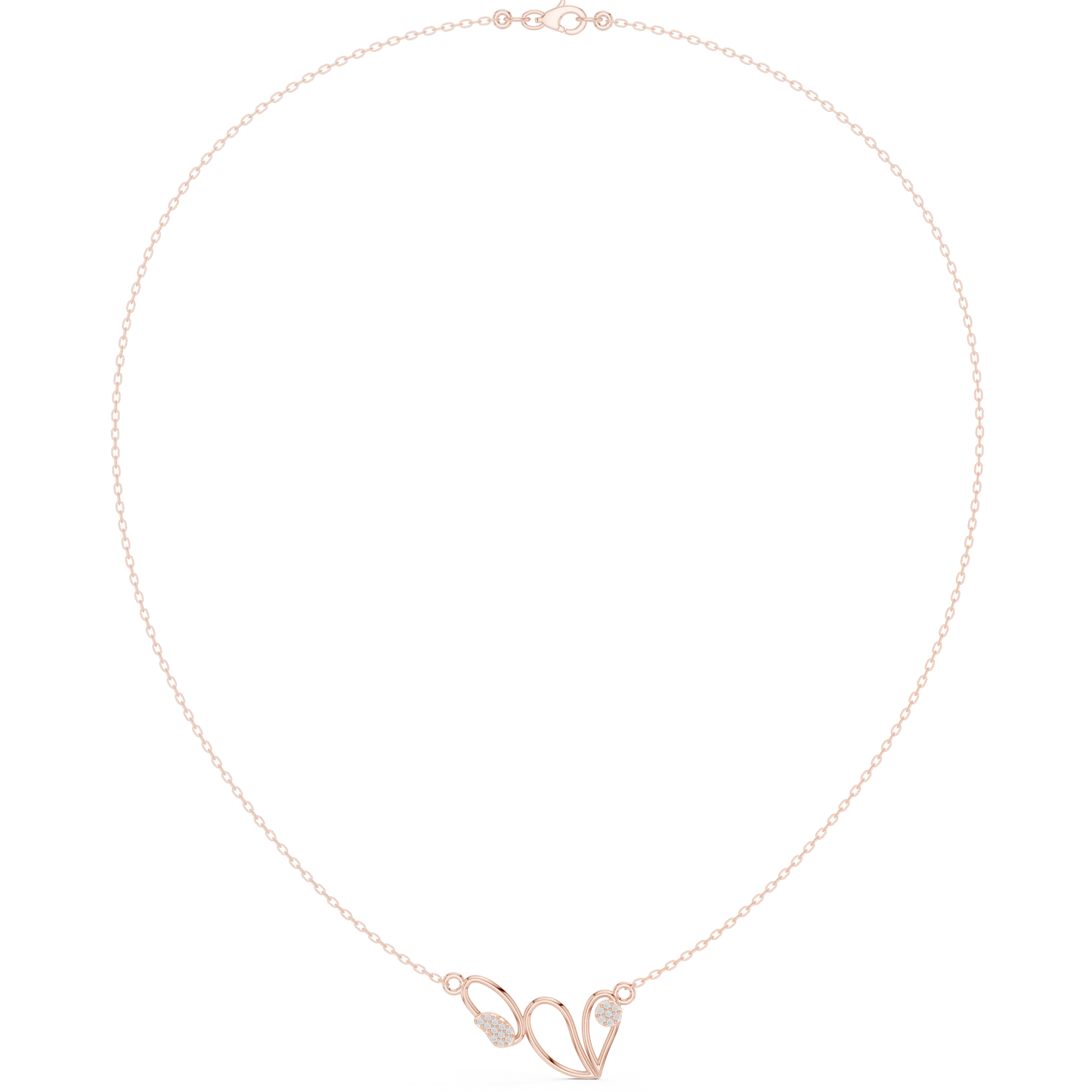 0.09ctw Solid Gold Abstract Cursive Loop Pendant Diamond Accent Necklace