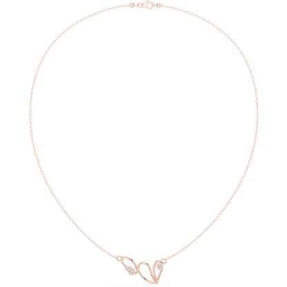 0.09ctw Solid Gold Abstract Cursive Loop Pendant Diamond Accent Necklace