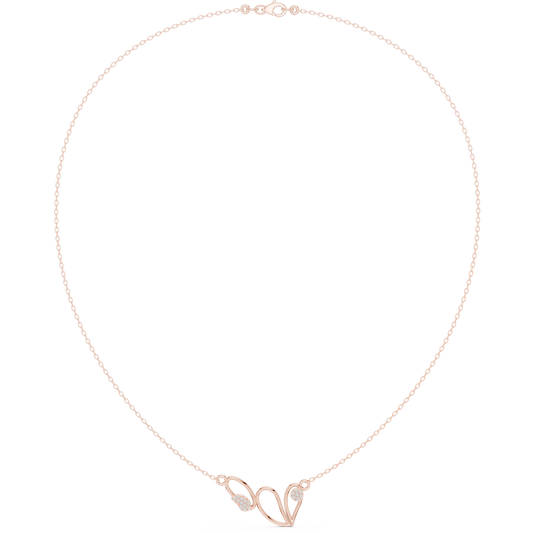 0.09ctw Solid Gold Abstract Cursive Loop Pendant Diamond Accent Necklace