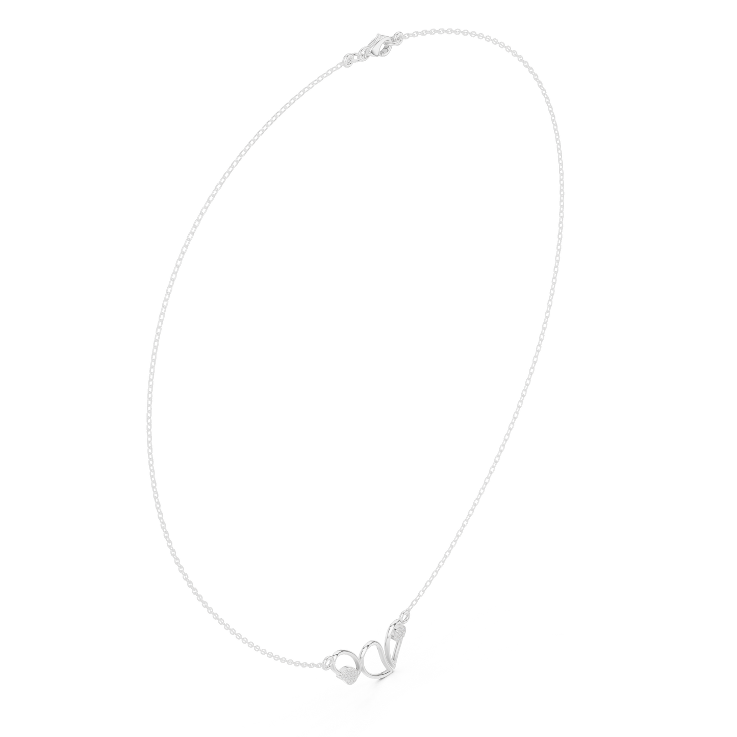 0.09ctw Solid Gold Abstract Cursive Loop Pendant Diamond Accent Necklace