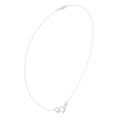 0.09ctw Solid Gold Abstract Cursive Loop Pendant Diamond Accent Necklace