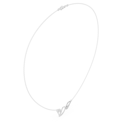 0.09ctw Solid Gold Abstract Cursive Loop Pendant Diamond Accent Necklace