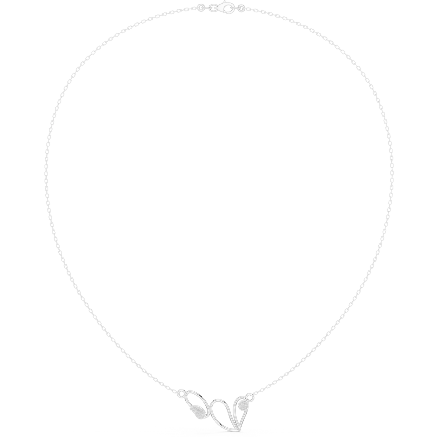 0.09ctw Solid Gold Abstract Cursive Loop Pendant Diamond Accent Necklace