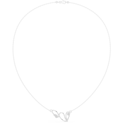 0.09ctw Solid Gold Abstract Cursive Loop Pendant Diamond Accent Necklace