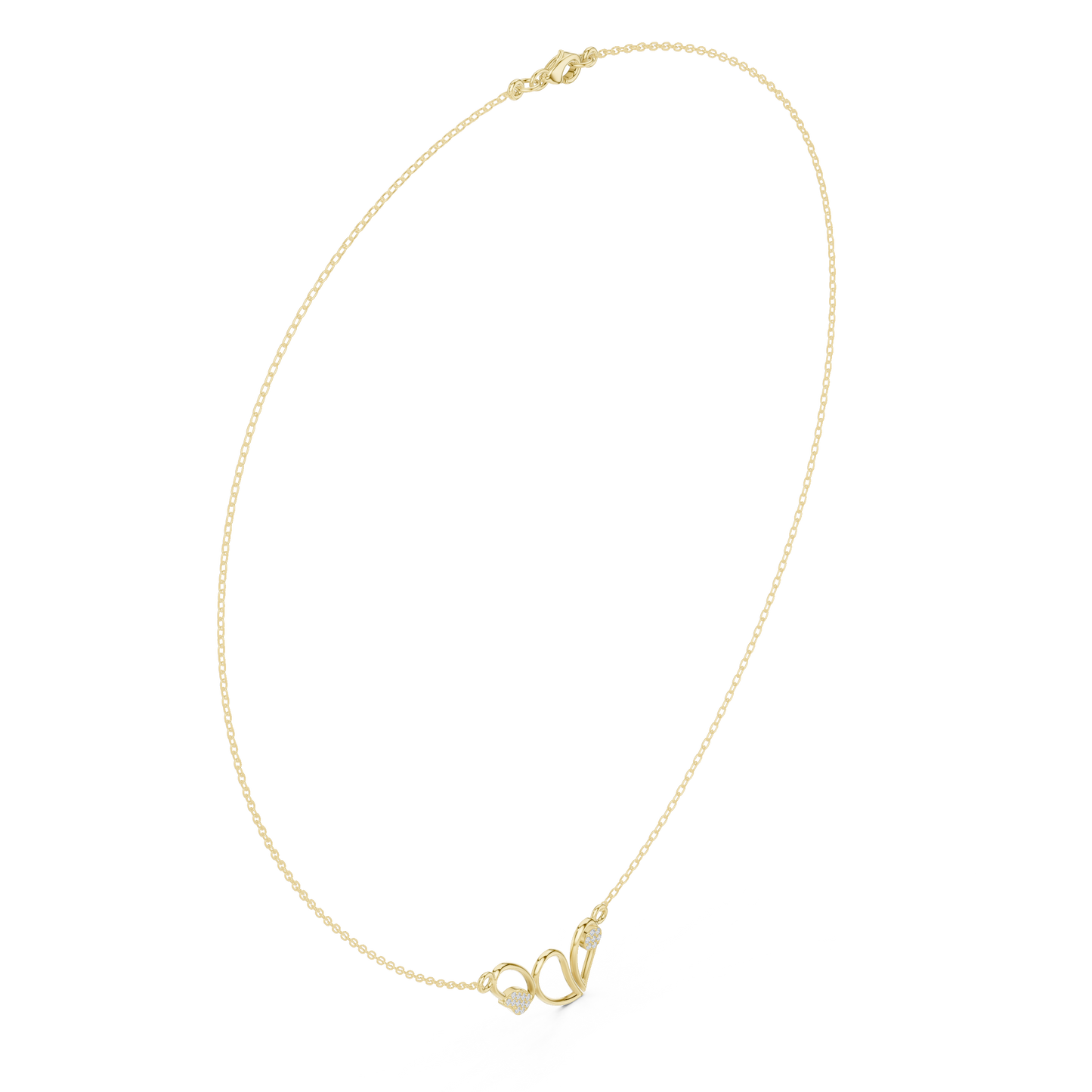 0.09ctw Solid Gold Abstract Cursive Loop Pendant Diamond Accent Necklace