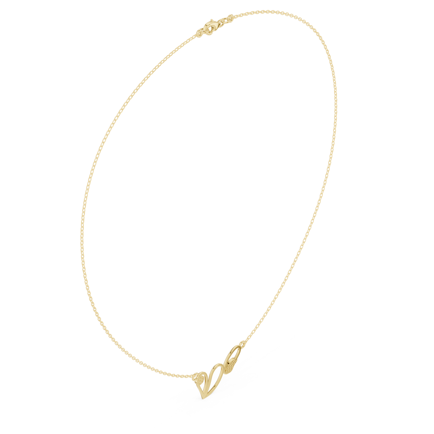 0.09ctw Solid Gold Abstract Cursive Loop Pendant Diamond Accent Necklace