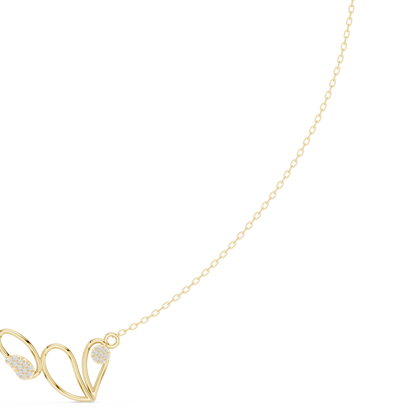 0.09ctw Solid Gold Abstract Cursive Loop Pendant Diamond Accent Necklace