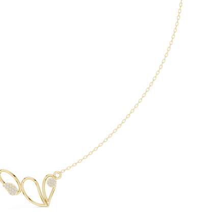 0.09ctw Solid Gold Abstract Cursive Loop Pendant Diamond Accent Necklace