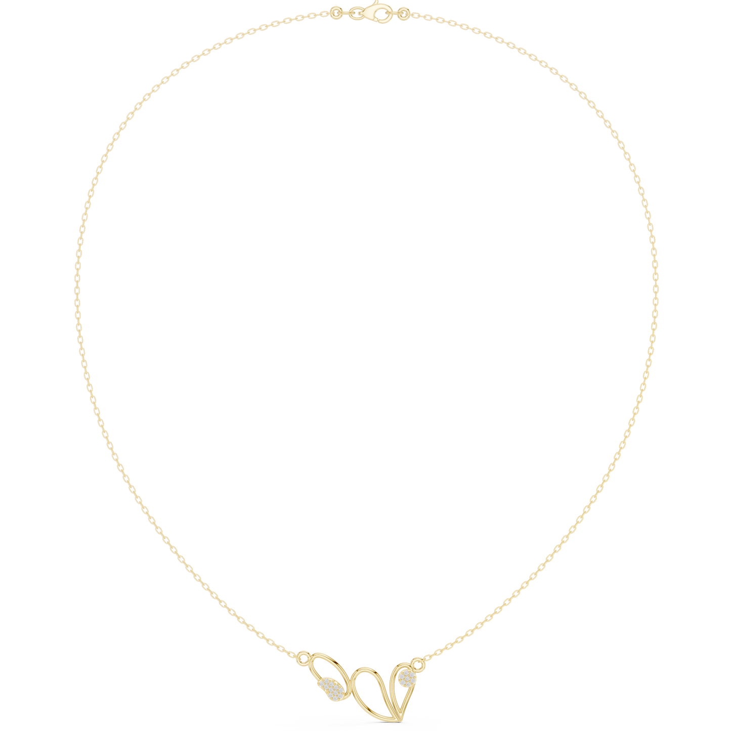 0.09ctw Solid Gold Abstract Cursive Loop Pendant Diamond Accent Necklace