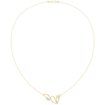 0.09ctw Solid Gold Abstract Cursive Loop Pendant Diamond Accent Necklace