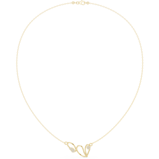 0.09ctw Solid Gold Abstract Cursive Loop Pendant Diamond Accent Necklace