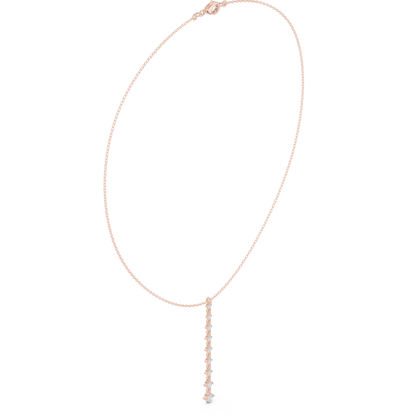 0.63ctw Solid Gold Vertical Bar Round Diamond Line Drop Pendant Necklace