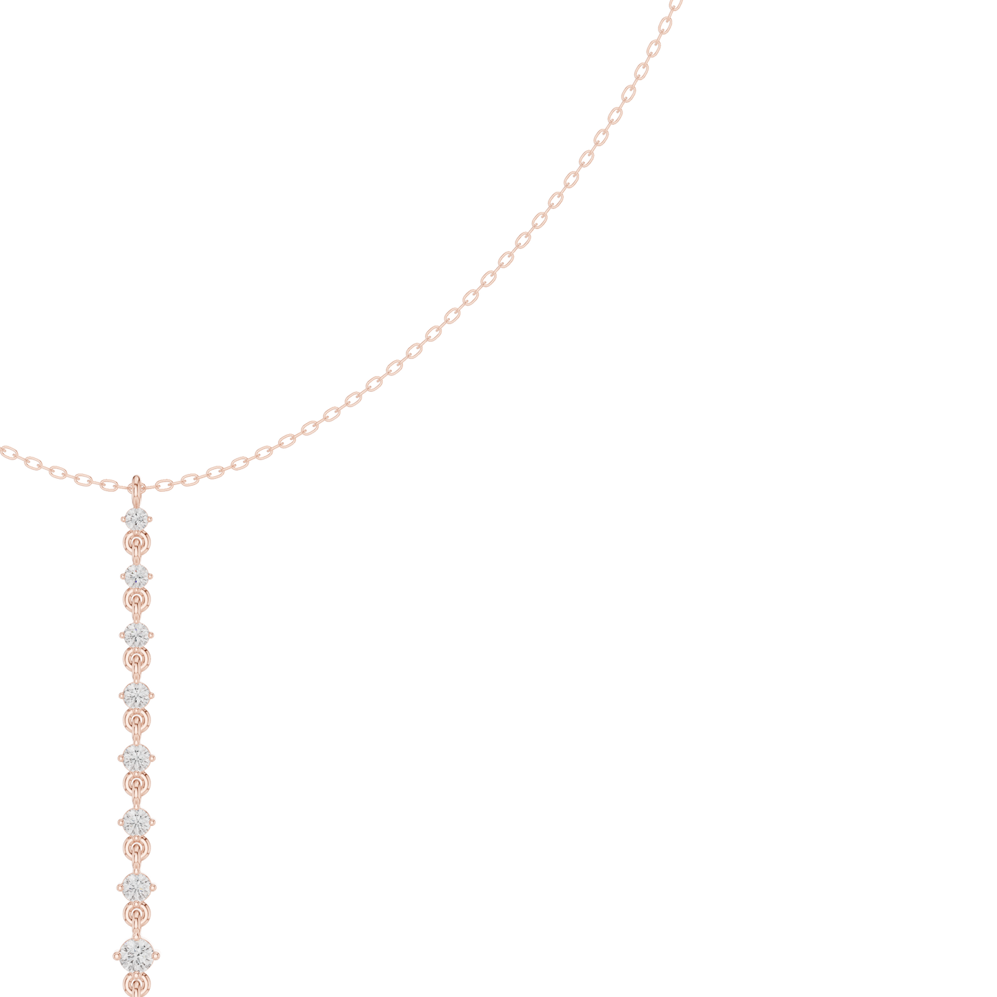 0.63ctw Solid Gold Vertical Bar Round Diamond Line Drop Pendant Necklace