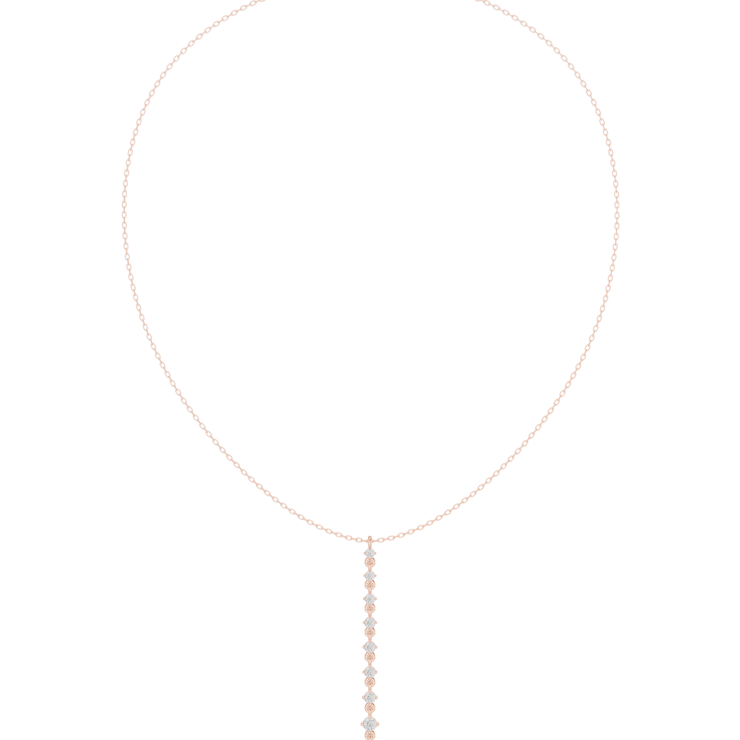 0.63ctw Solid Gold Vertical Bar Round Diamond Line Drop Pendant Necklace