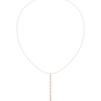 0.63ctw Solid Gold Vertical Bar Round Diamond Line Drop Pendant Necklace