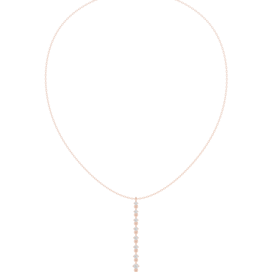 0.63ctw Solid Gold Vertical Bar Round Diamond Line Drop Pendant Necklace