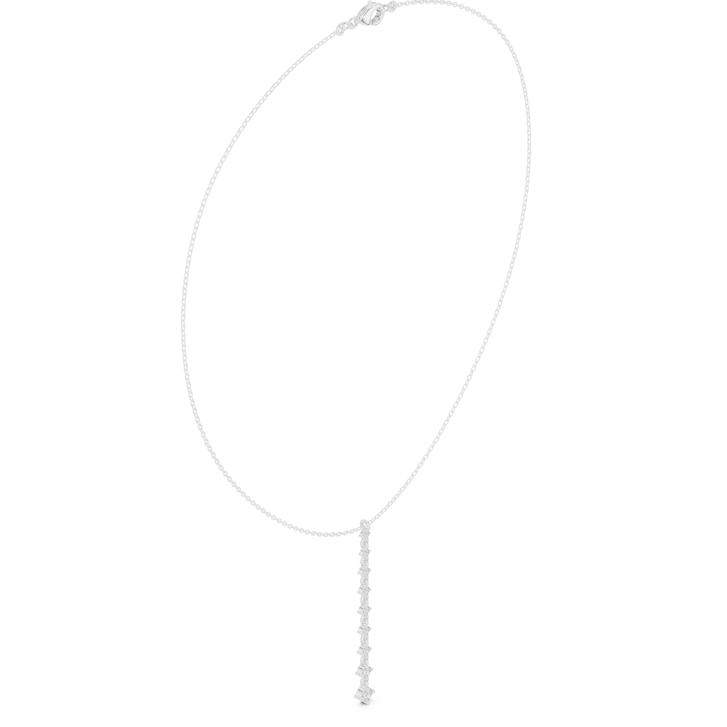 0.63ctw Solid Gold Vertical Bar Round Diamond Line Drop Pendant Necklace