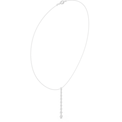 0.63ctw Solid Gold Vertical Bar Round Diamond Line Drop Pendant Necklace