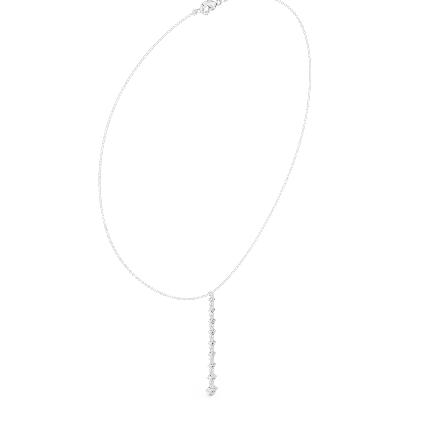 0.63ctw Solid Gold Vertical Bar Round Diamond Line Drop Pendant Necklace