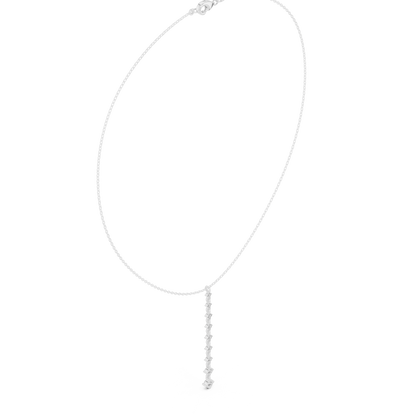 0.63ctw Solid Gold Vertical Bar Round Diamond Line Drop Pendant Necklace